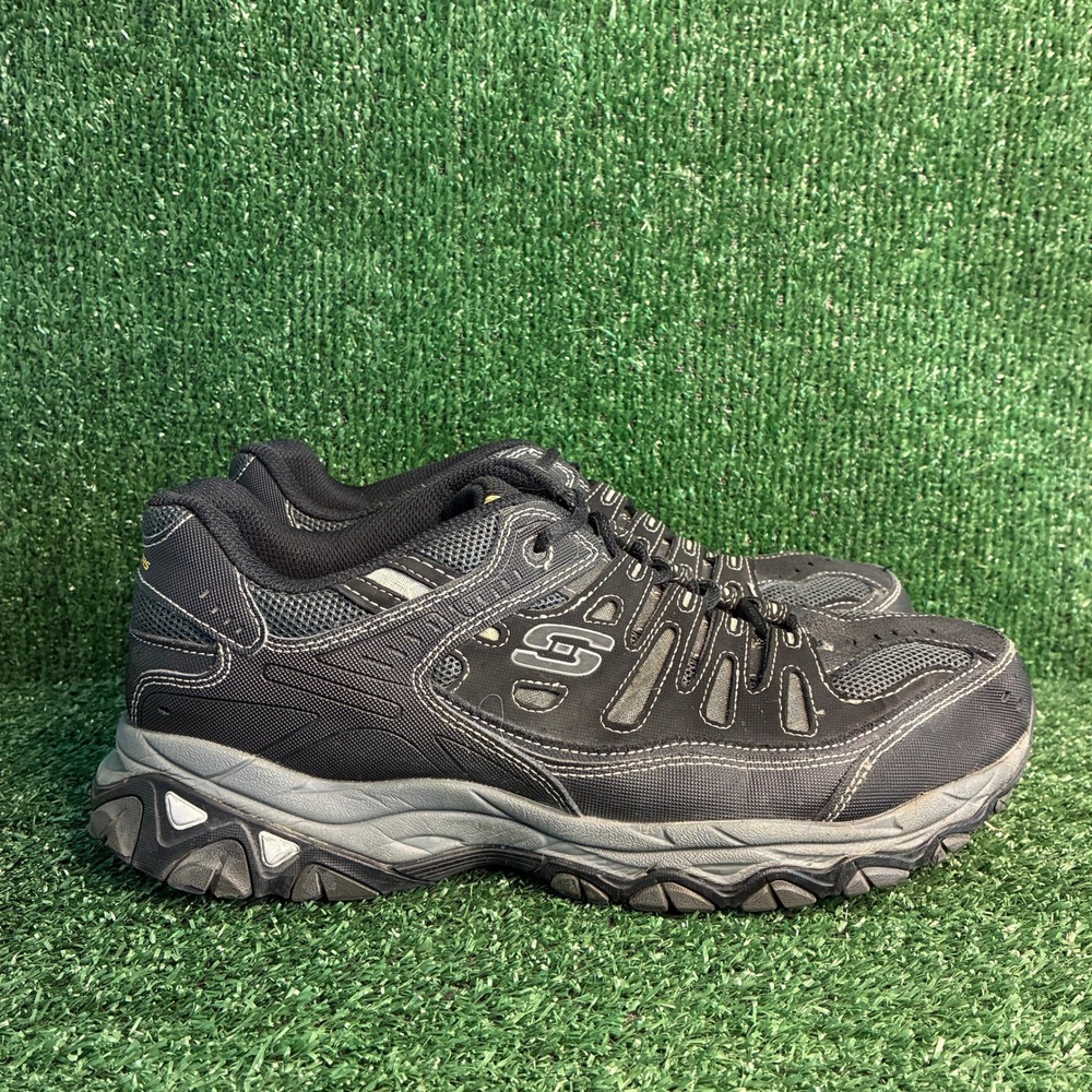 Skechers After Burn Memory Foam Trail Walking Hiking Sneaker Black Men 12 X-Wide